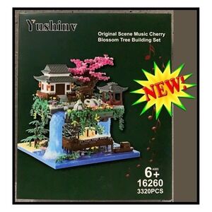 Yushin Cherry Blossom Tree Building Set Sakura House Waterfall Model Kit 3320 Pc